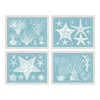 Blue Sealife in White Frame - Set of 4