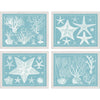 Blue Sealife in White Frame - Set of 4