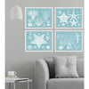 Blue Sealife in White Frame - Set of 4