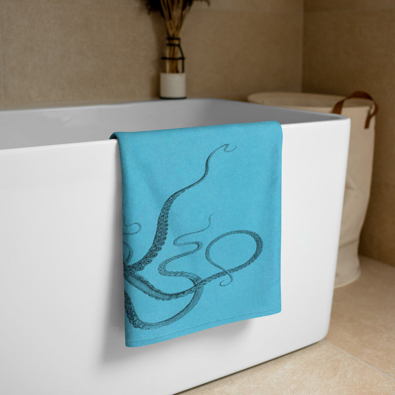 Savigny Octopus Lite Blue Sublimation Beach Blanket_Horizontal