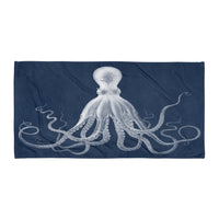 Savigny Octopus Blue Sublimation Beach Blanket Horizontal