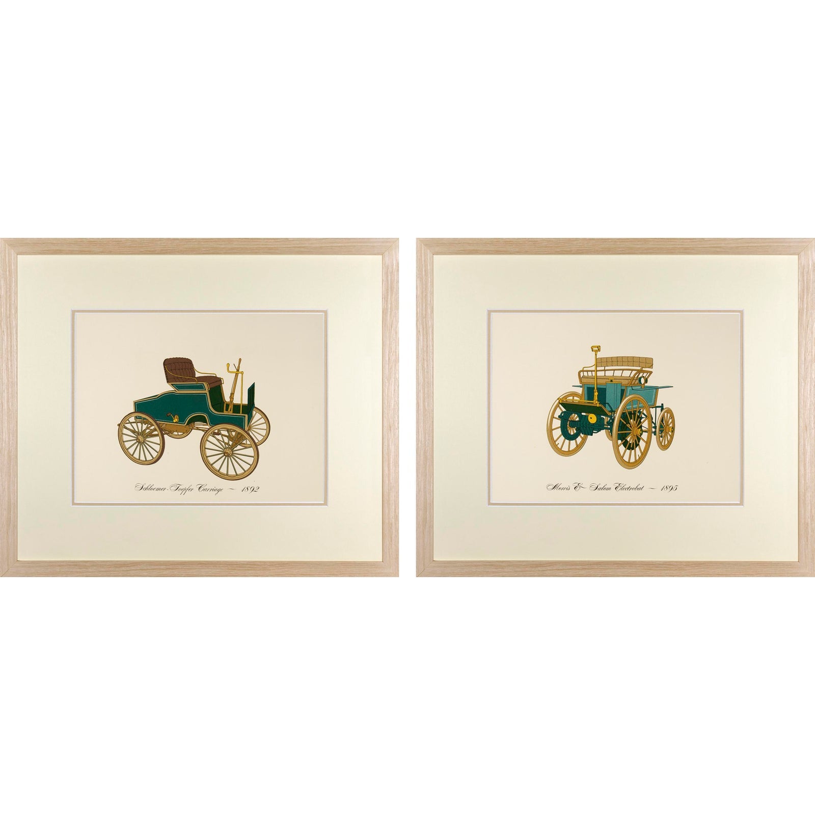 Vintage Car Prints, Framed - a Pair