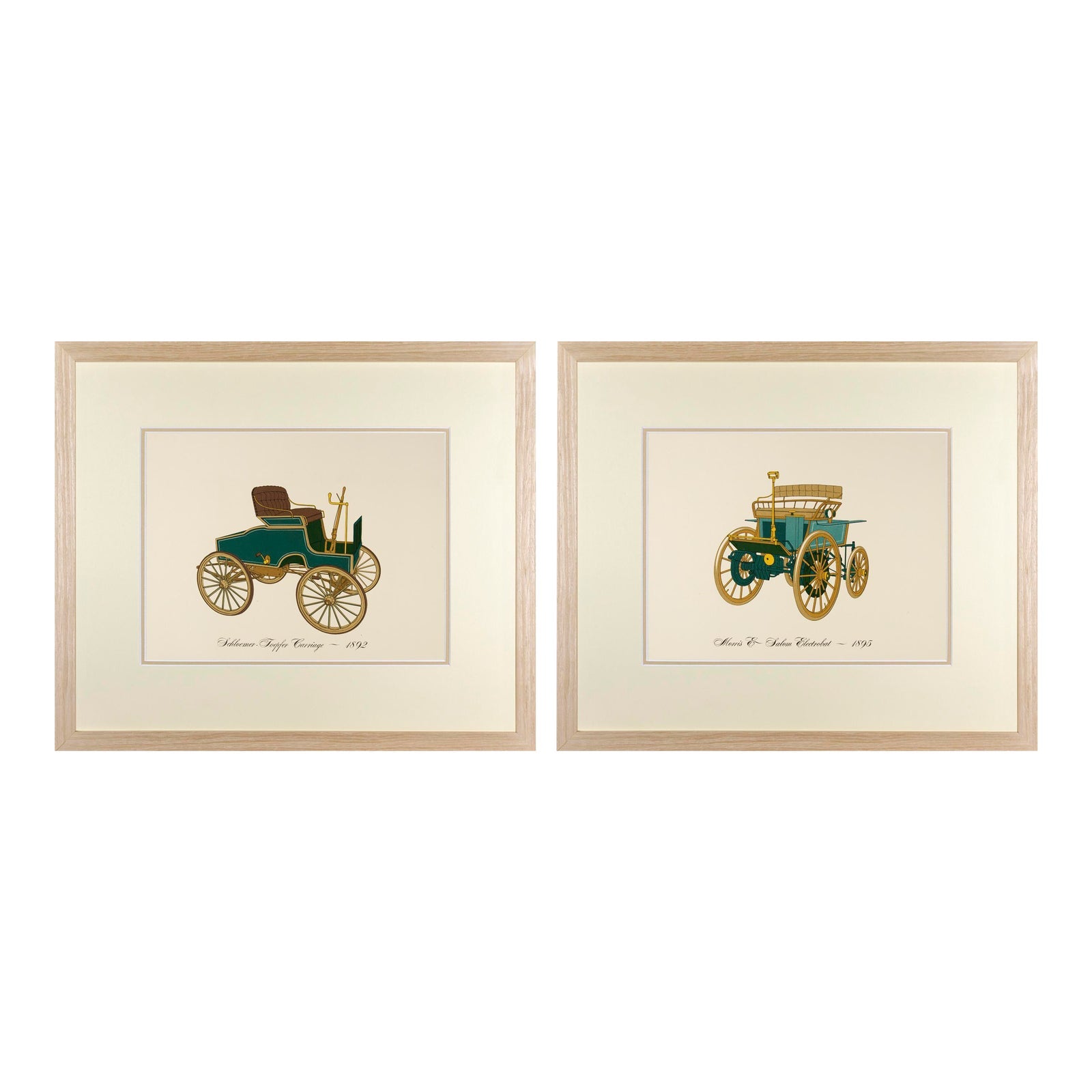 Vintage Car Prints, Framed - a Pair