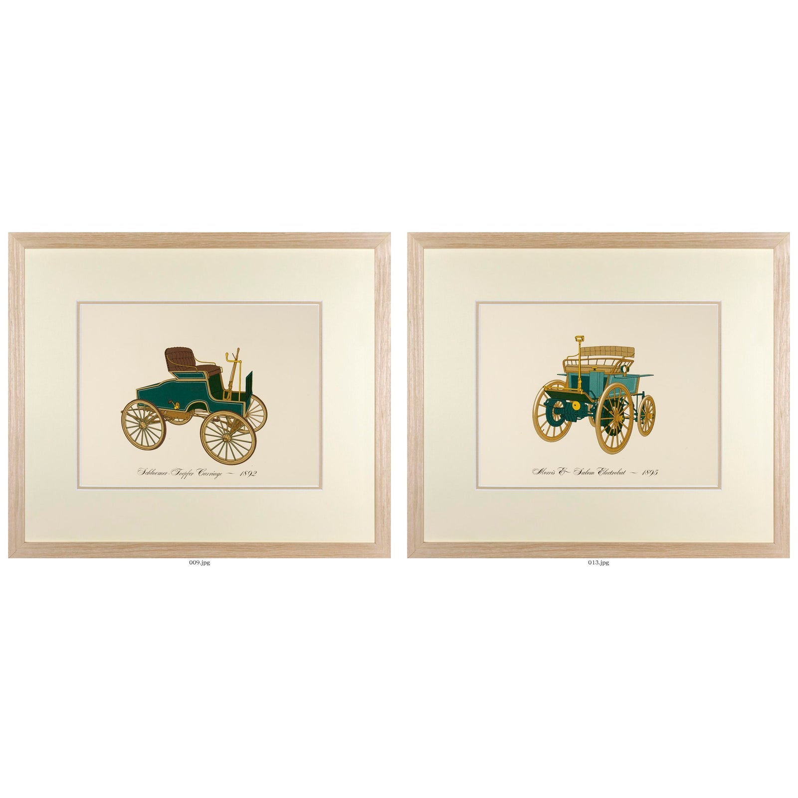 Vintage Car Prints, Framed - a Pair