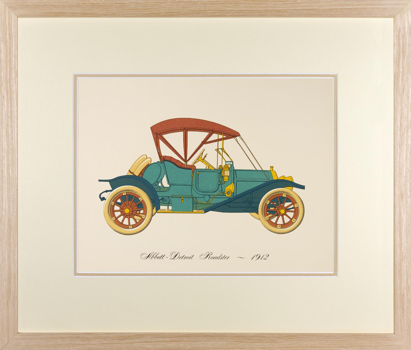 Vintage Framed Car Prints - Set of 12