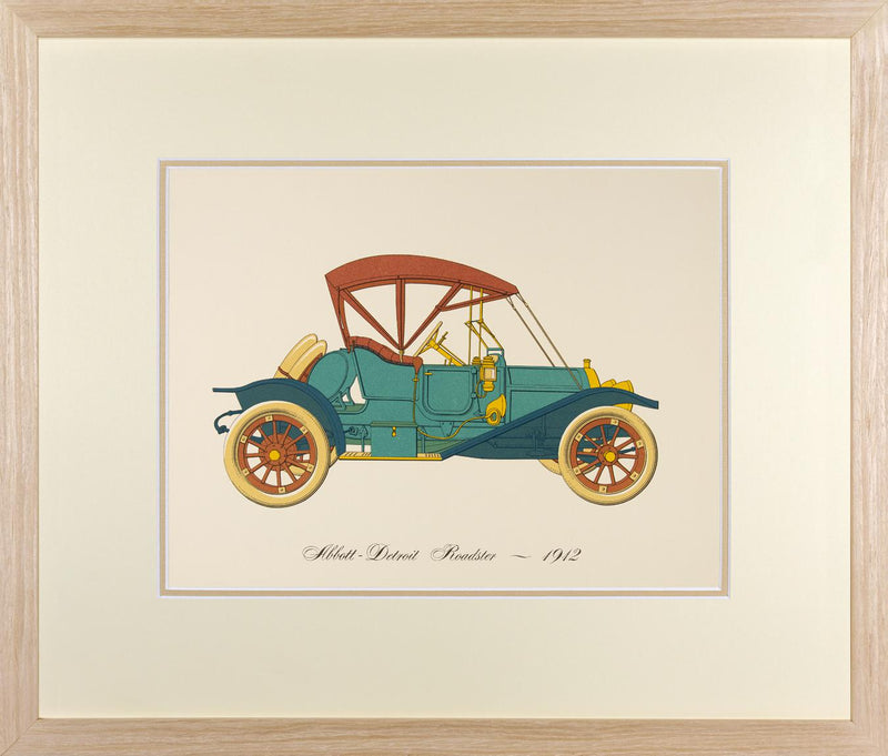 Vintage Framed Car Prints - Set of 12