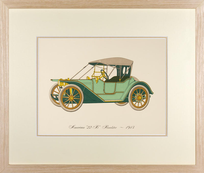 Vintage Framed Car Prints - Set of 12