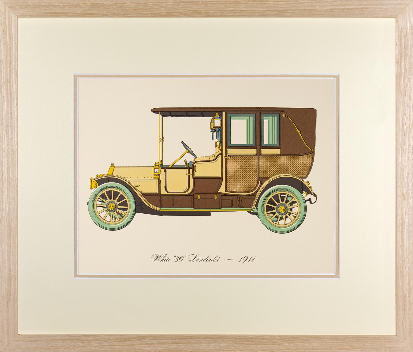 Vintage Framed Car Prints - Set of 12