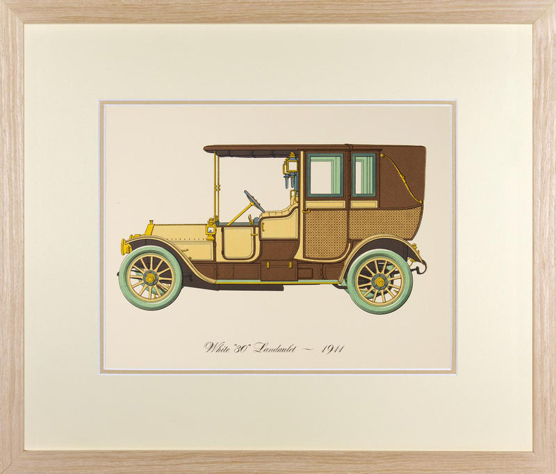 Vintage Framed Car Prints - Set of 12