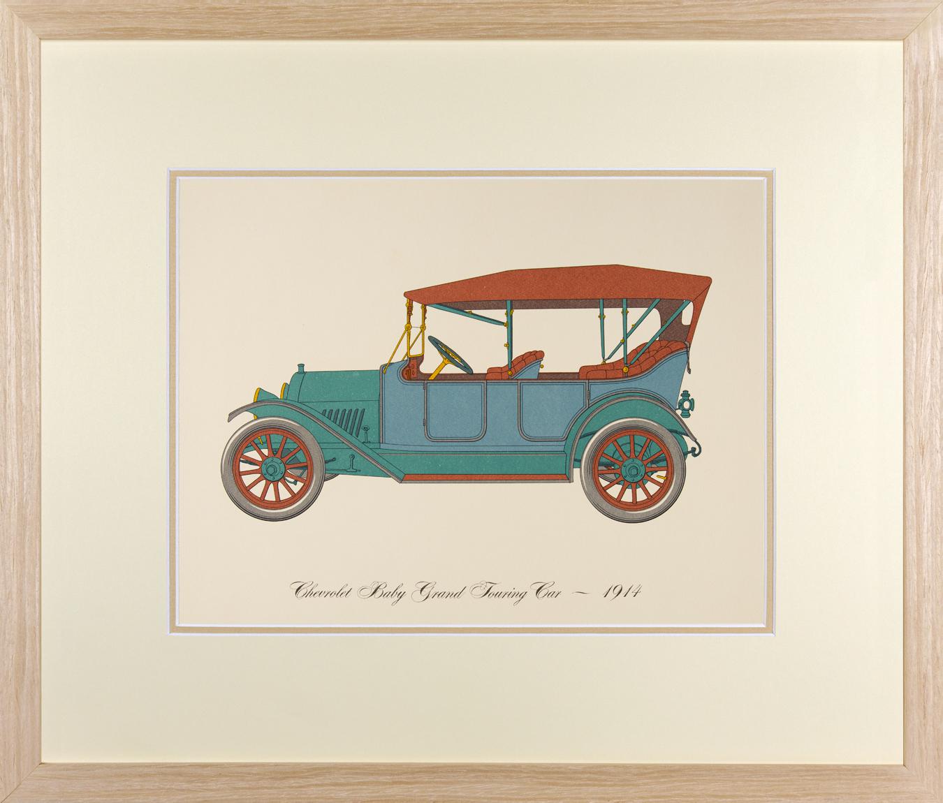 Vintage Framed Car Prints - Set of 12