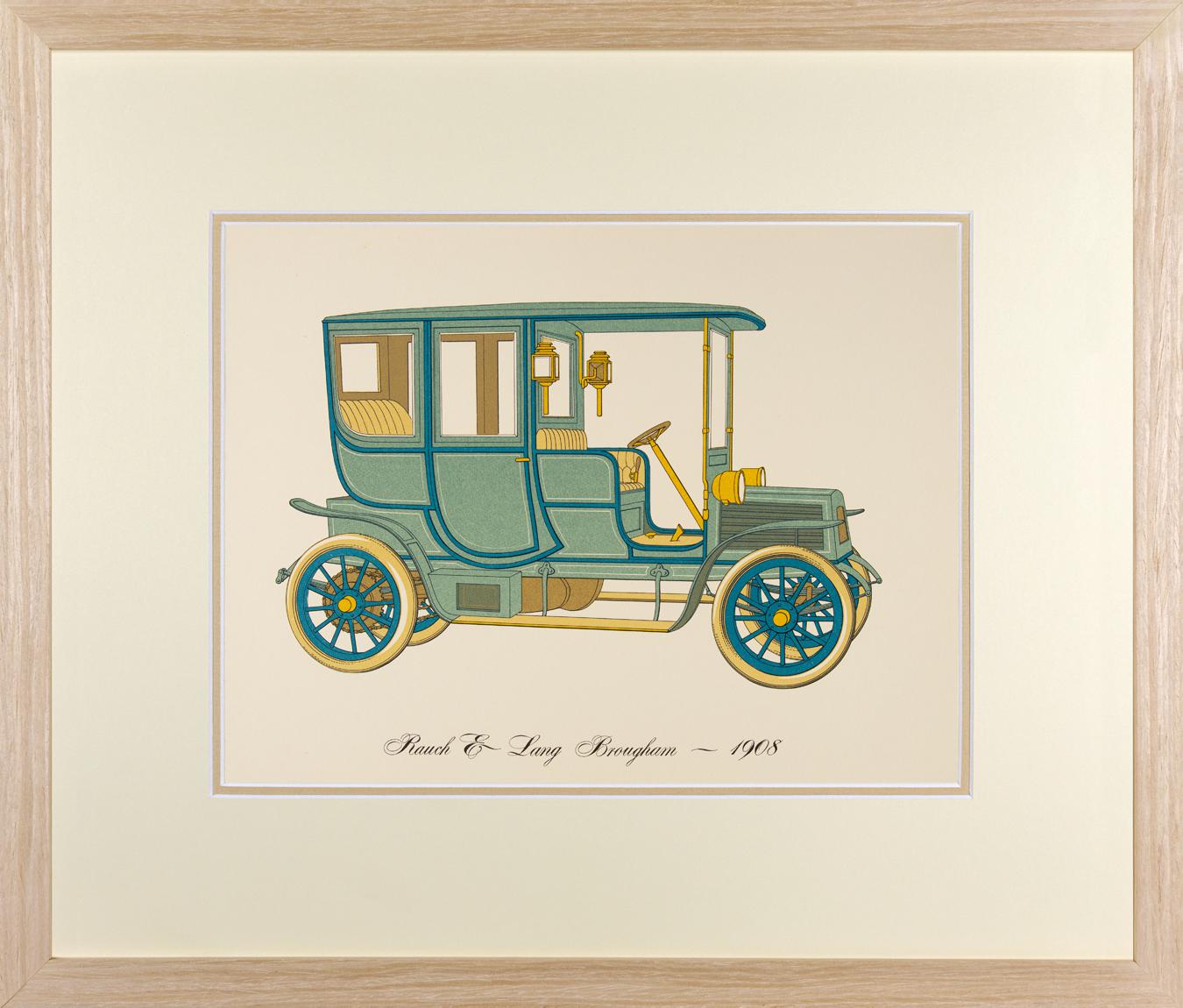 Vintage Framed Car Prints - Set of 12