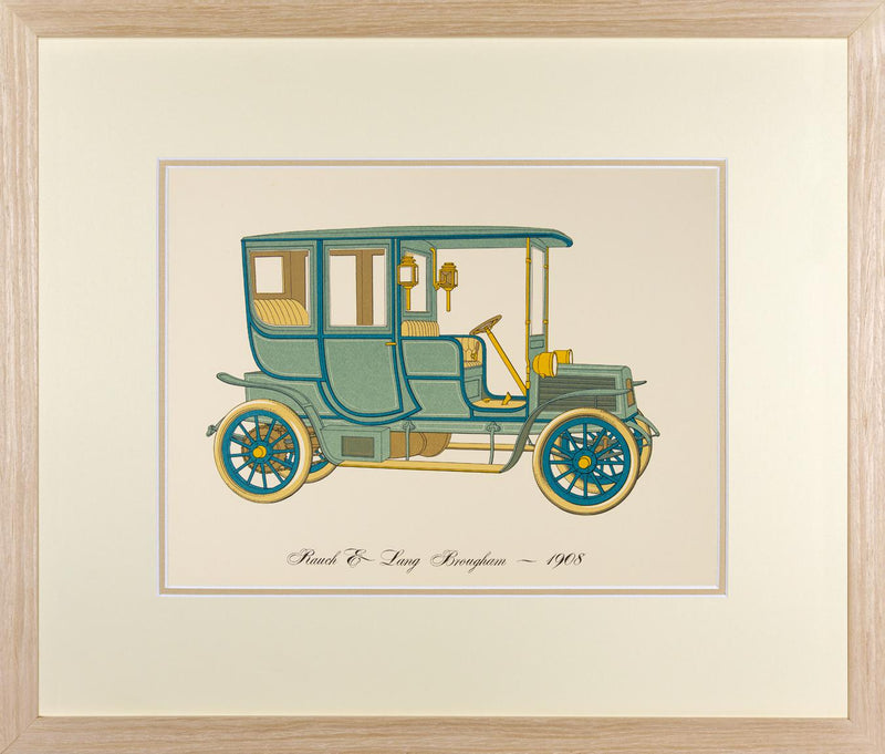 Vintage Framed Car Prints - Set of 12