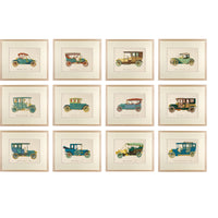 Vintage Framed Car Prints - Set of 12